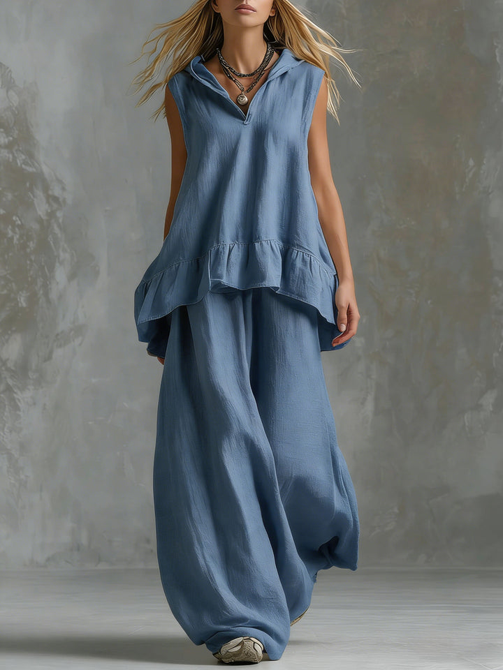 Women's Casual Long Sleeve Blouse with Ruffles and Hood Lisslune