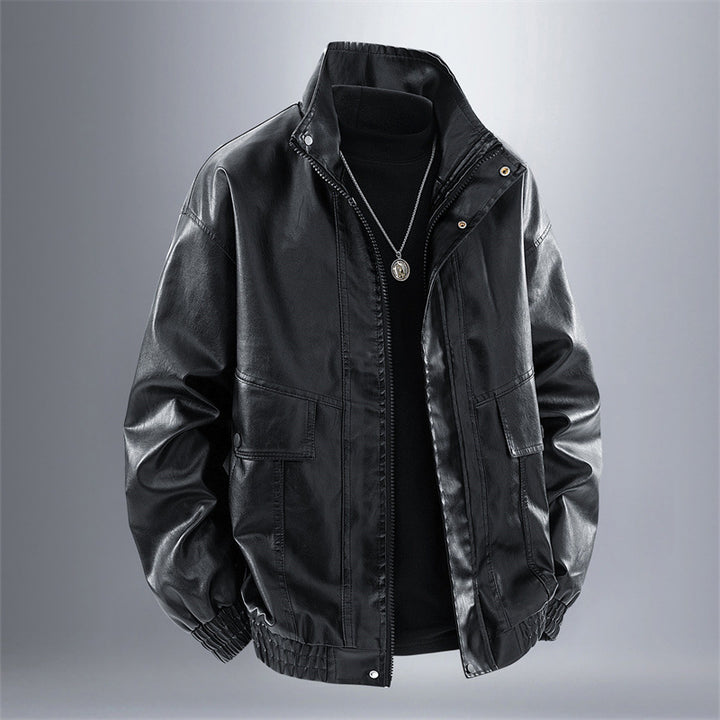 Men's Lightweight Synthetic Leather Jacket In Casual Style Lisslune