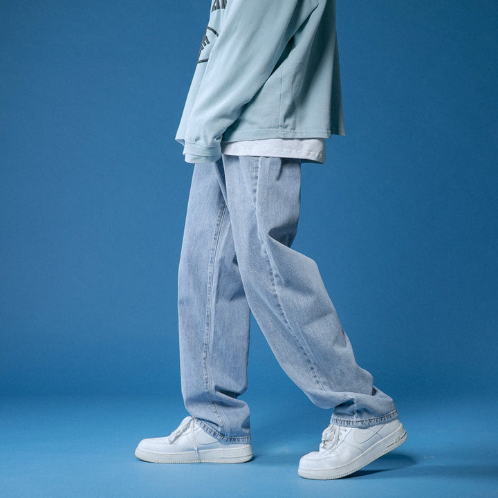 Men's loose vintage-style high-waisted denim jeans Lisslune