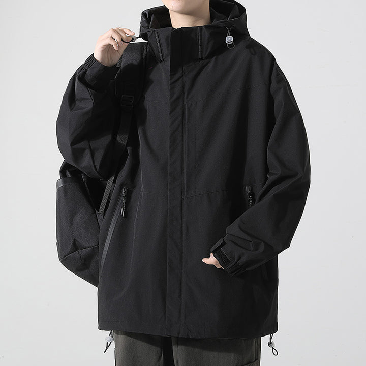 Men's Waterproof Transitional Jacket with Adjustable Hood and Multiple Pockets Lisslune