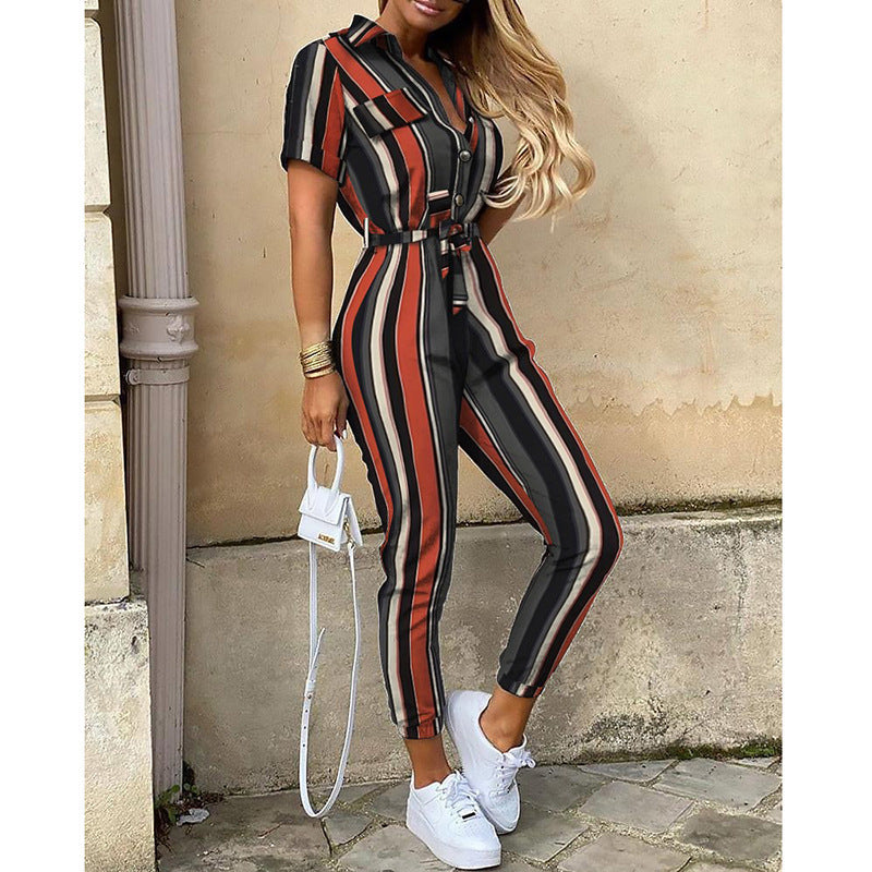Damen eleganter Jumpsuit mit tailliertem Schnitt und praktischen Taschen Lisslune