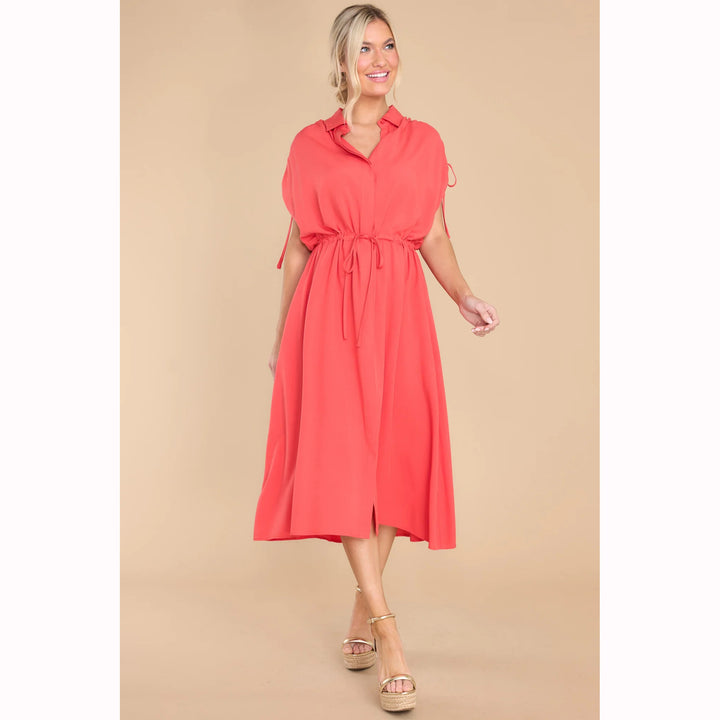 Women's shirt dress with elastic waistband and airy fit