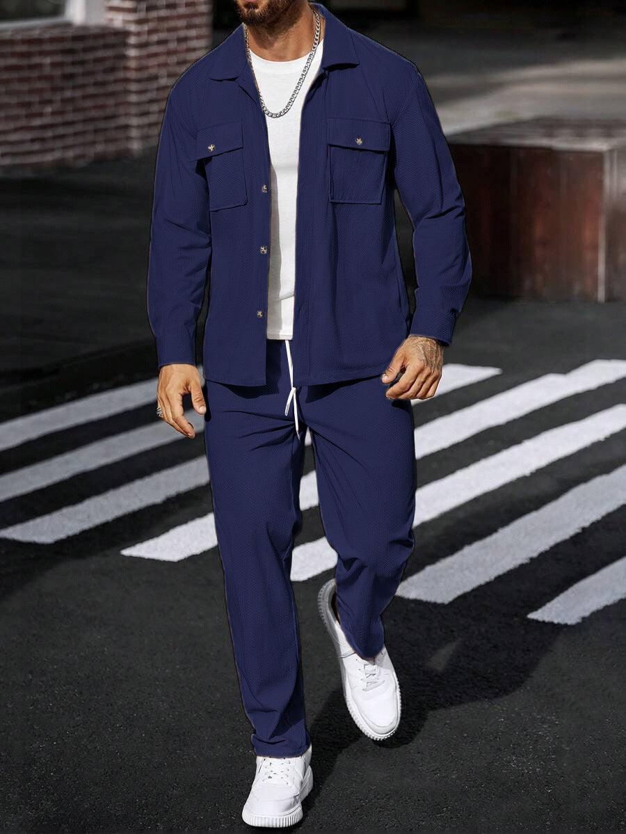 Men's Stylish Shirt Jacket with Two Flap Pockets Lisslune