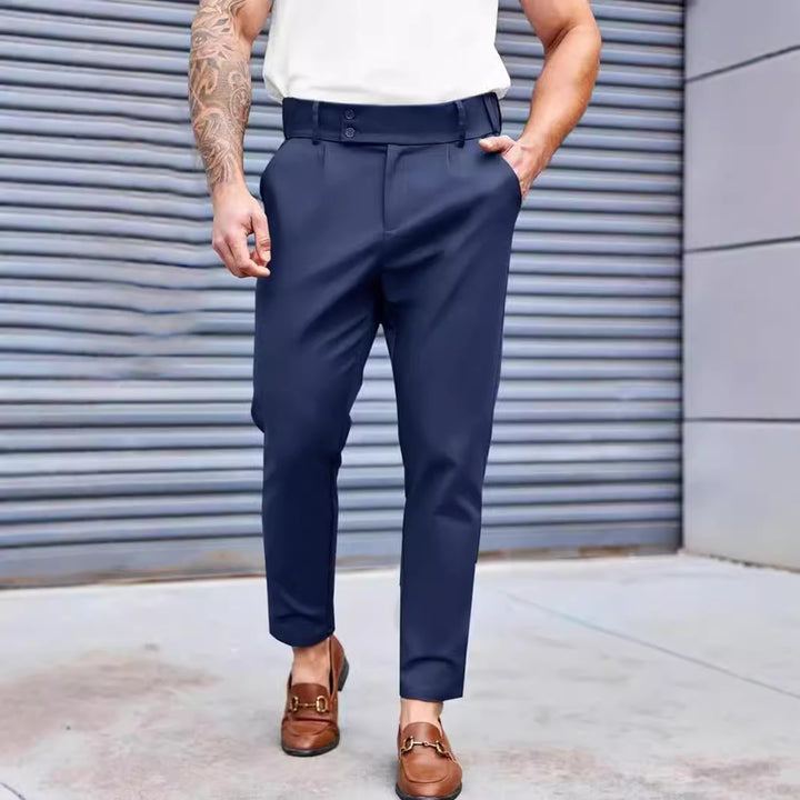 Men's Elegant Chino Pants with Elastic Waistband and Classic Cut Lisslune