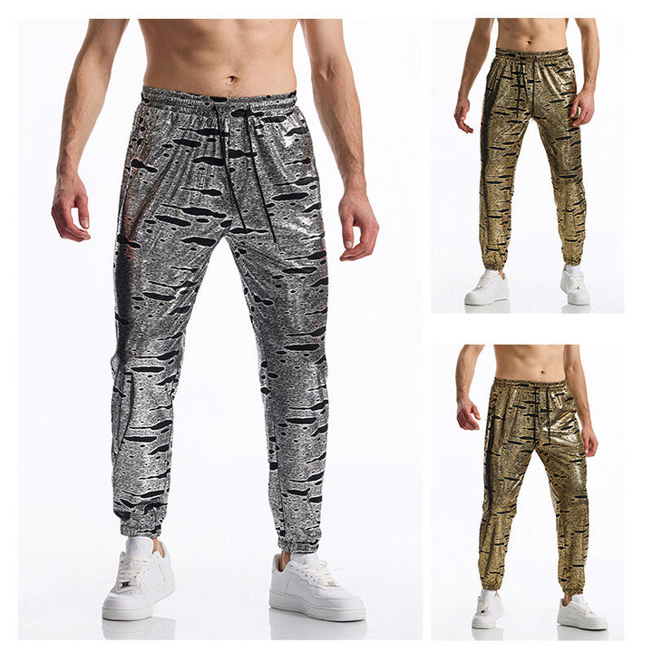 Men's sporty jogger pants with glossy finish Lisslune