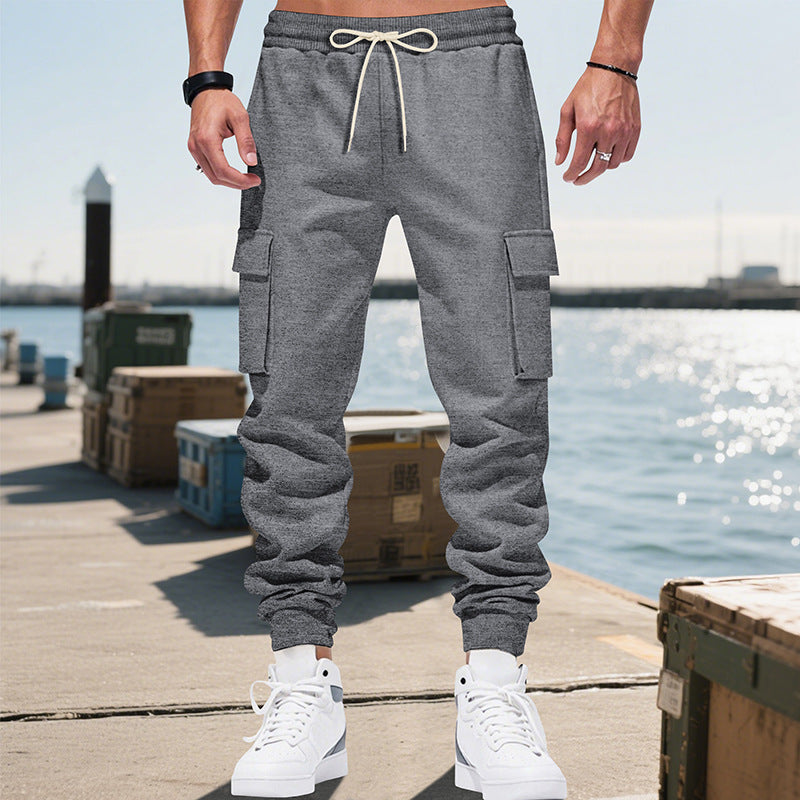 Men's cargo pants with elastic waistband and practical side pockets Lisslune