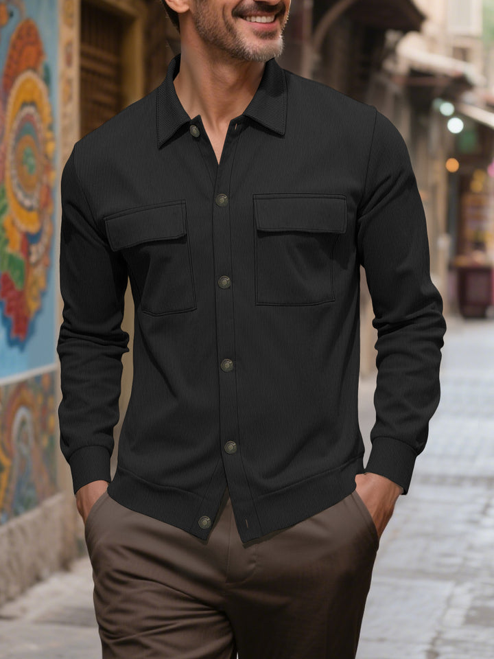 Men's fashionable shirt with practical chest pockets and elegant textured design Lisslune