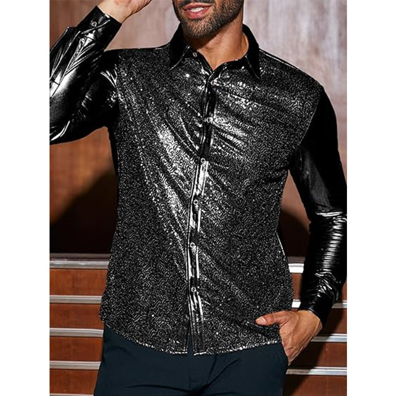 Men's elegant sequined shirt with luxurious flock pattern Lisslune
