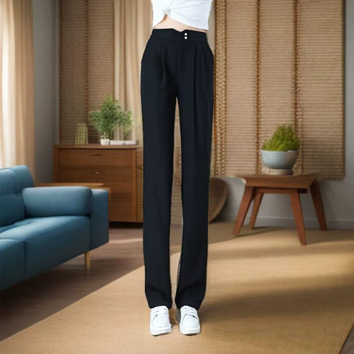 Ladies Flowing High-Waisted Pants with Elegant Pleats Lisslune