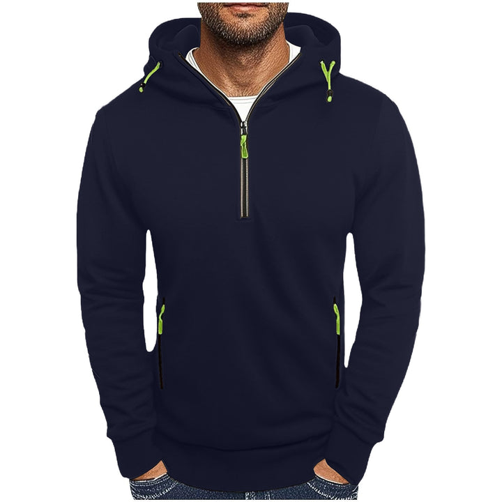 Men's fashionable hoodie with two pockets and half zipper Lisslune