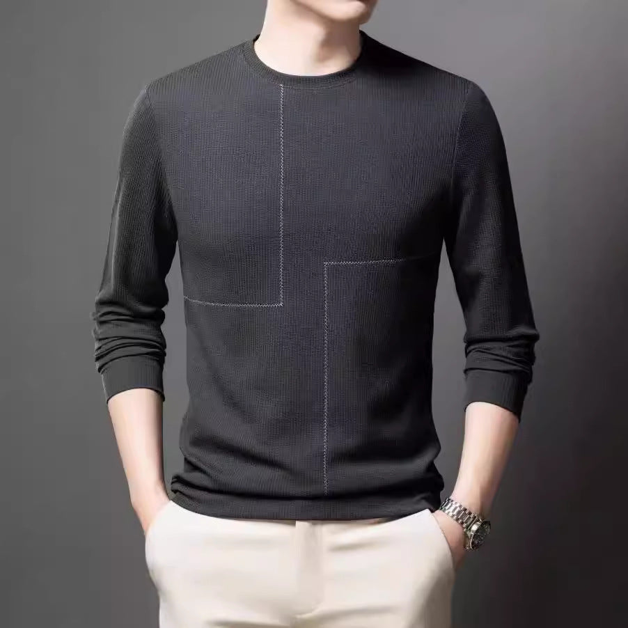 Men's stylish crew neck sweater with textured design Lisslune