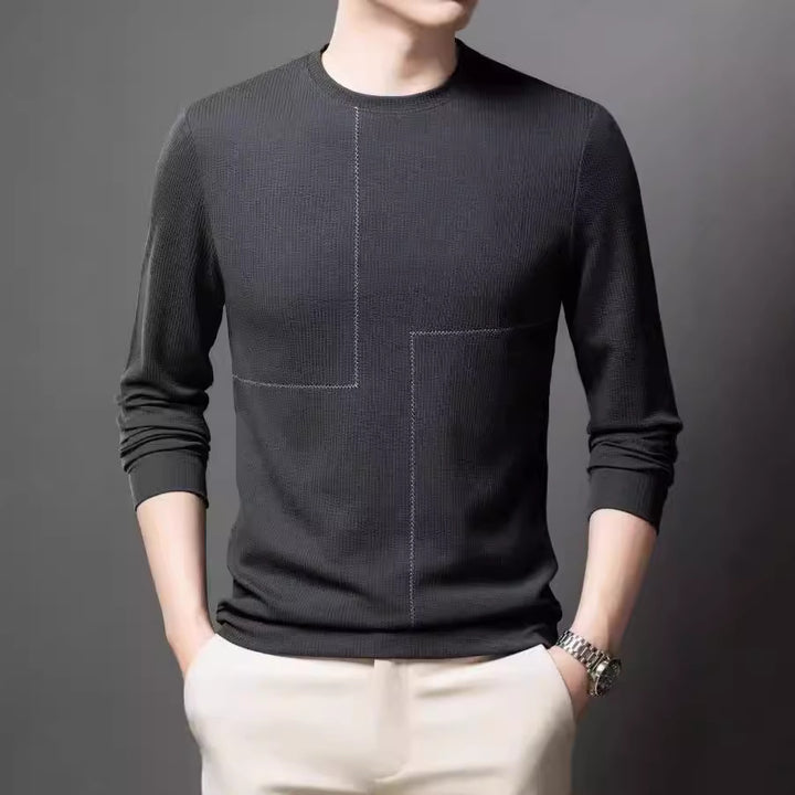 Men's stylish crew neck sweater with textured design Lisslune