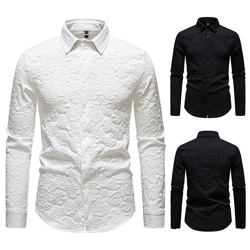Men's long sleeve shirt with textured design Lisslune