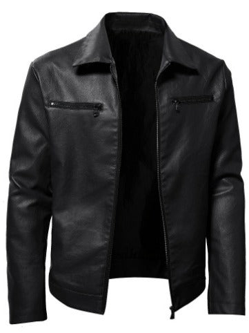Men's biker jacket made of high-quality leather with modern zipper detail Lisslune