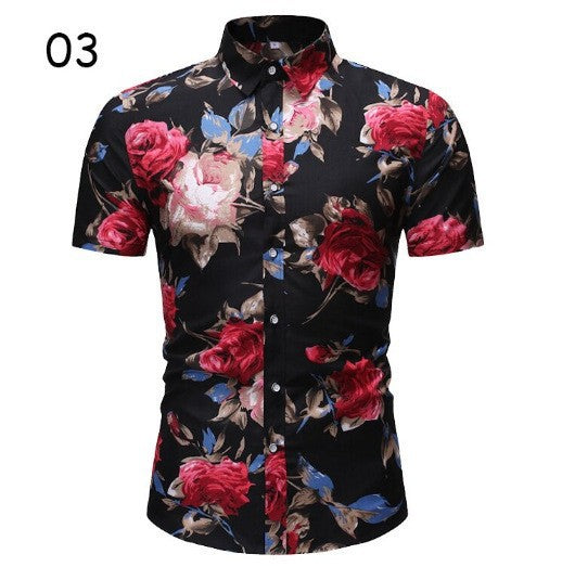 Men's short sleeve shirt with floral print and exclusive design Lisslune