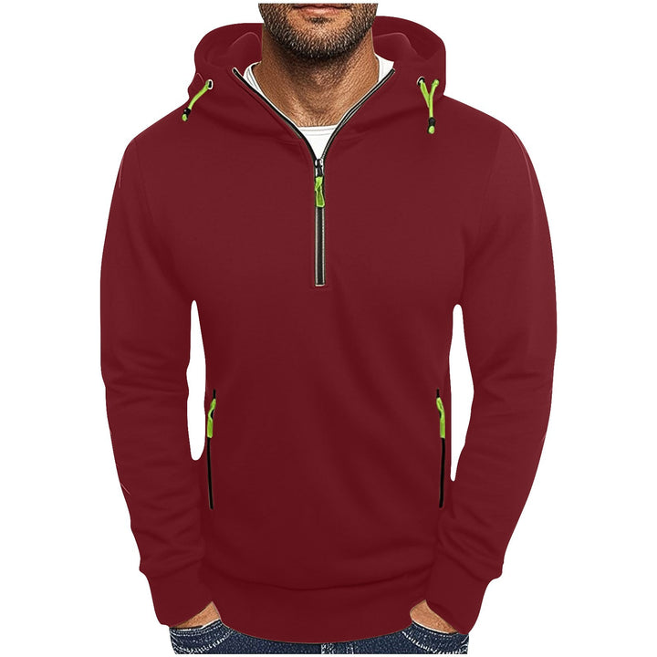 Men's fashionable hoodie with two pockets and half zipper Lisslune