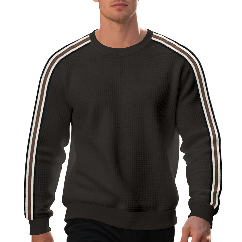 Men's fashionable knitted sweater with textured fabric and sporty stripes Lisslune