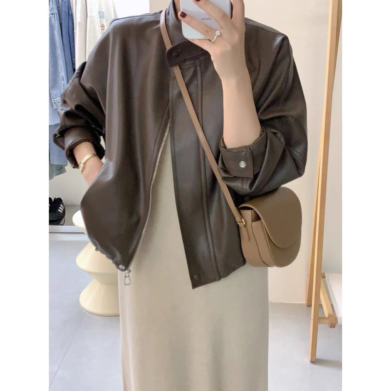 Women's leather jacket with oversized cut and modern details Lisslune