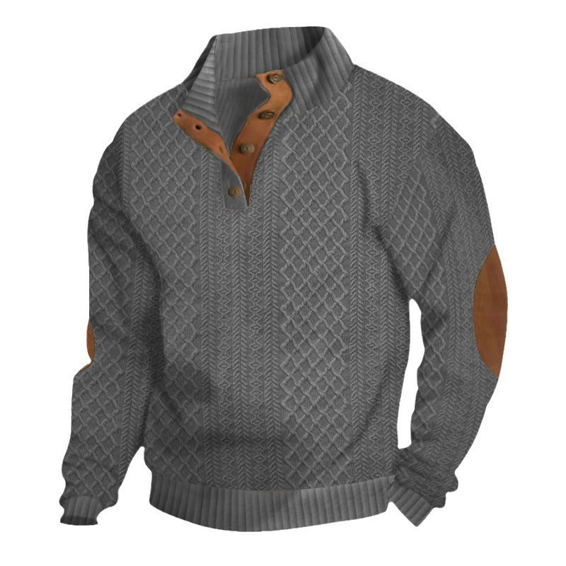Men's sweatshirt with textured knit pattern and leather details Lisslune