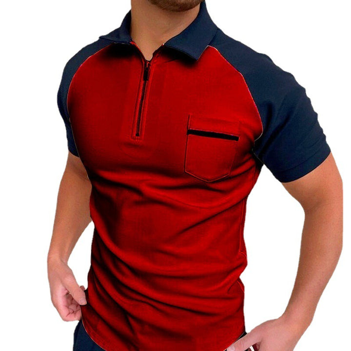 Men's short sleeve polo shirt with functional zipper and chest pocket Lisslune