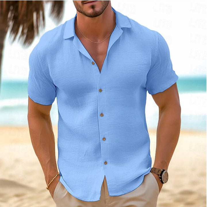 Men's short-sleeve shirt made of lightweight, breathable cotton with a modern cut Lisslune
