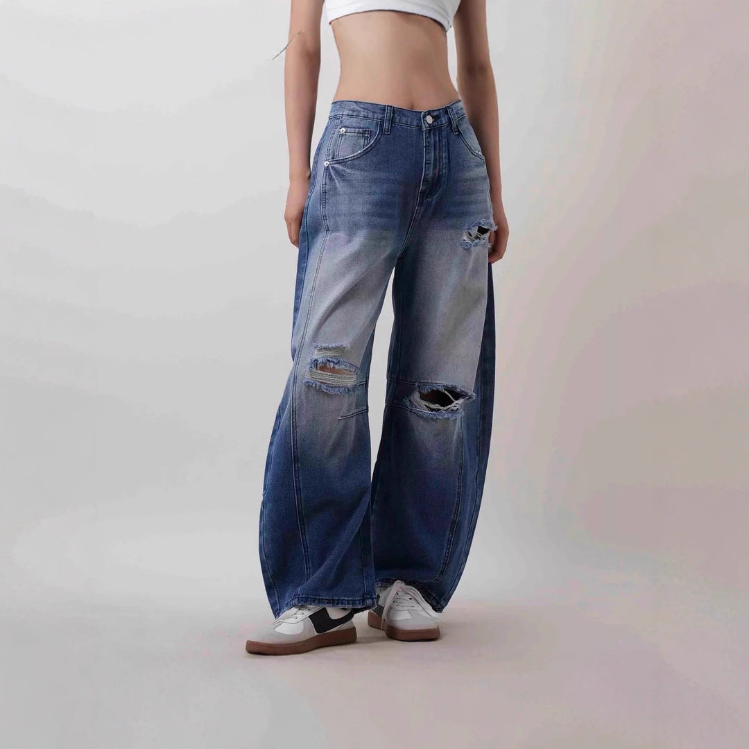 Damen weit geschnittene Destroyed Jeans Lisslune