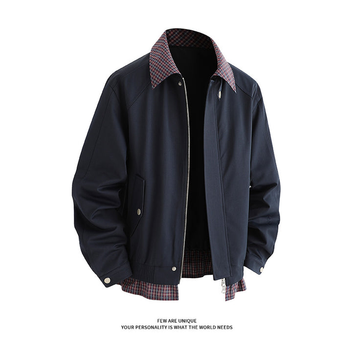 Men's fashionable transitional jacket with stylish checked lining Lisslune