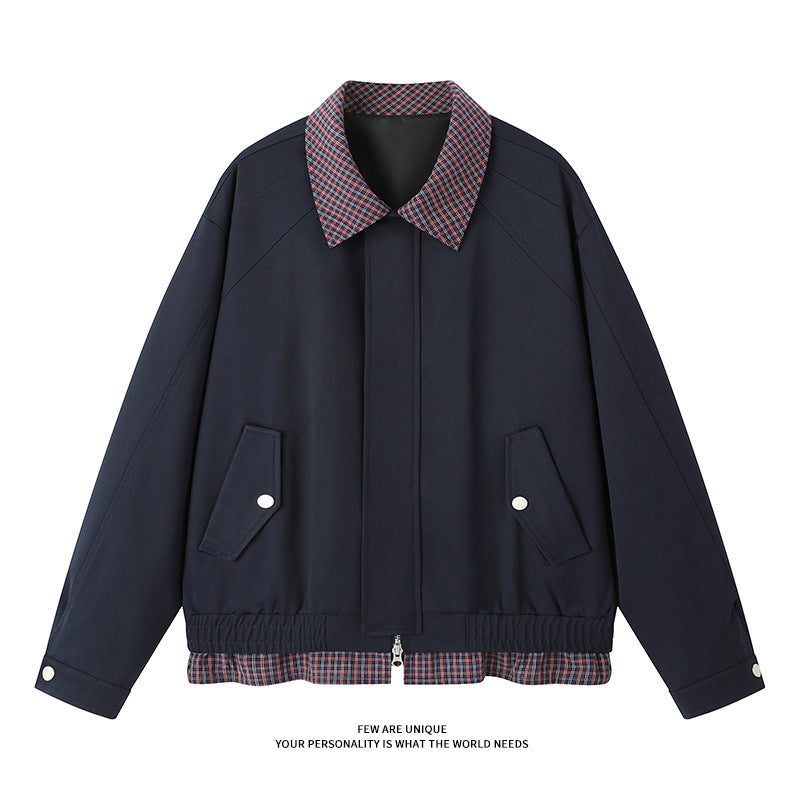 Men's fashionable transitional jacket with stylish checked lining Lisslune