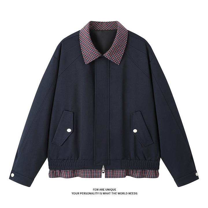 Men's fashionable transitional jacket with stylish checked lining Lisslune
