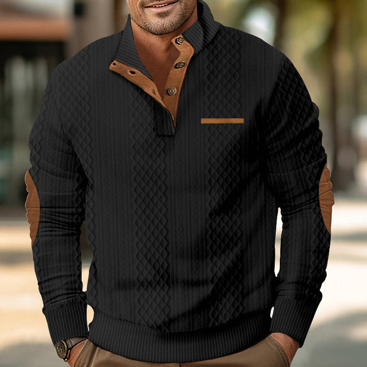 Men's knitted sweater with modern collar and textured surface Lisslune