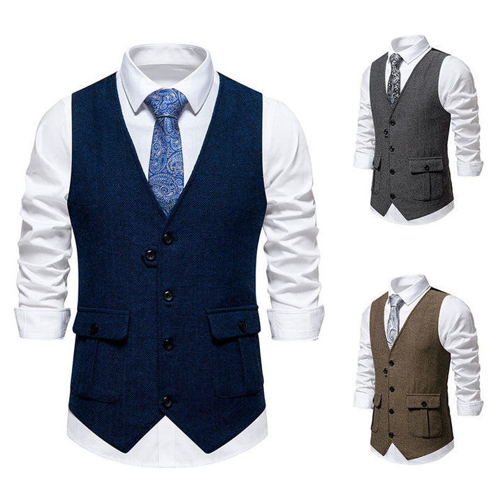 Men's Elegant Suit Vest with Classic Pattern Lisslune