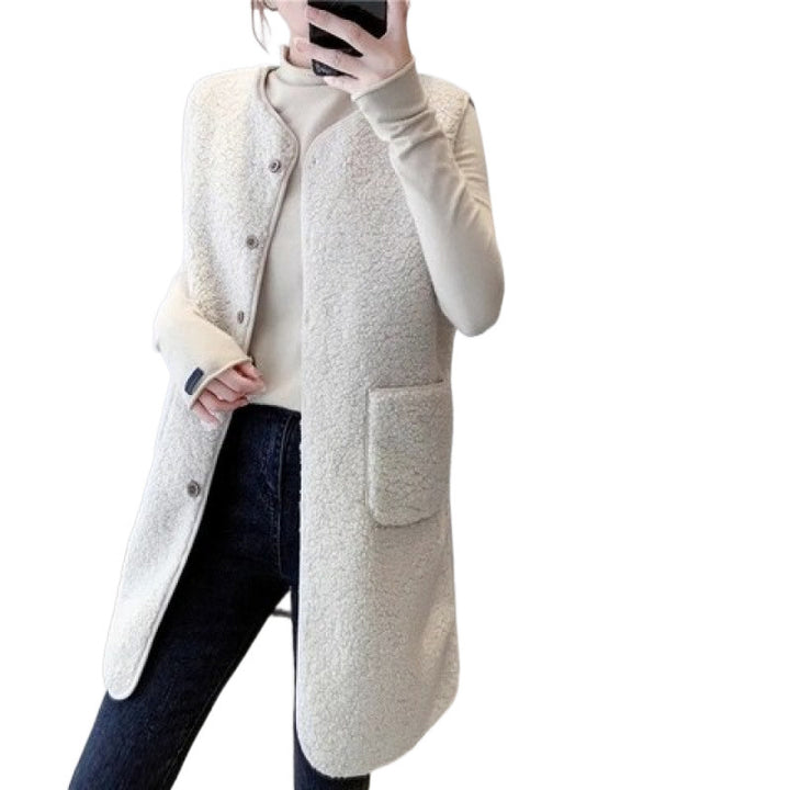 Ladies Cozy Vest with Snap Buttons and Side Pockets Lisslune