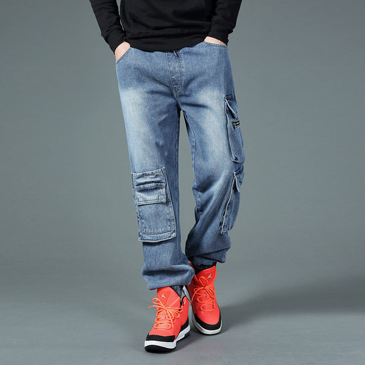 Men's cargo jeans with multifunctional pockets Lisslune