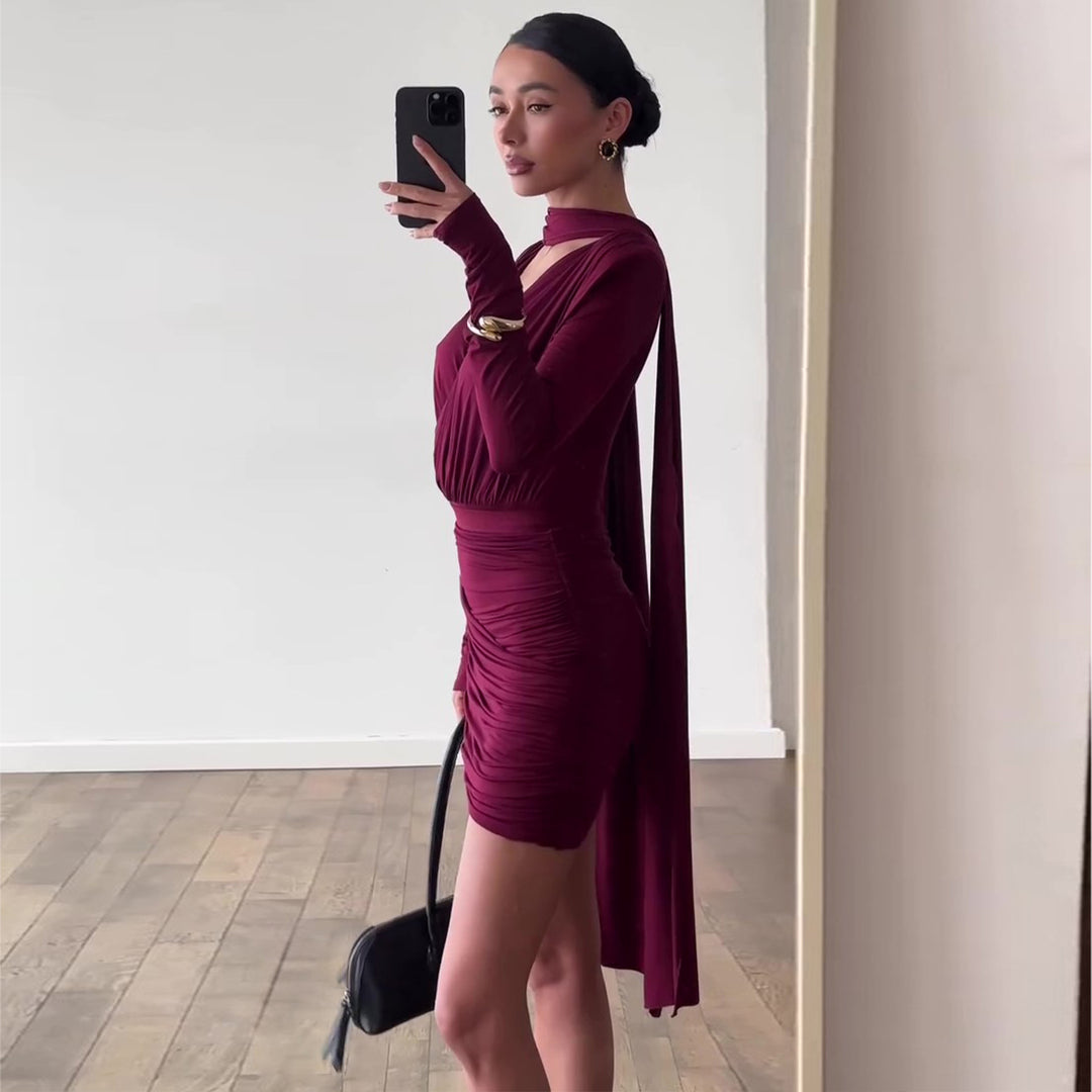 Women's wrap dress with asymmetrical hem and sophisticated top Lisslune