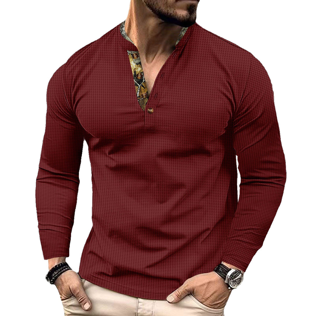 Men's elegant long sleeve shirt with fashionable stand-up collar and unique patterns Lisslune