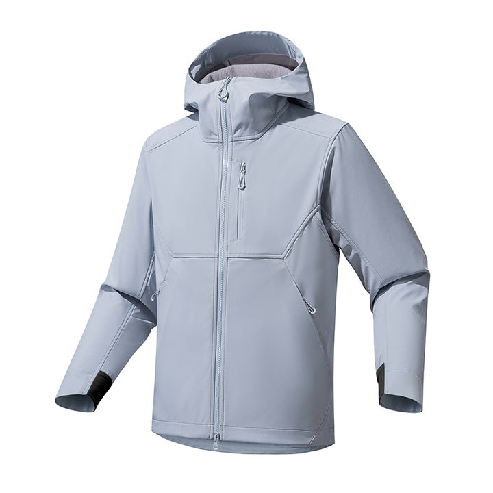 Men's functional outdoor jacket with adjustable hood collar and breathable inserts Lisslune