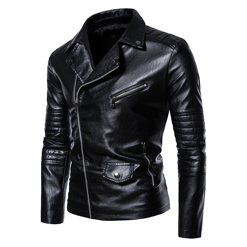 Men's stylish biker jacket with asymmetric zipper and practical pockets Lisslune