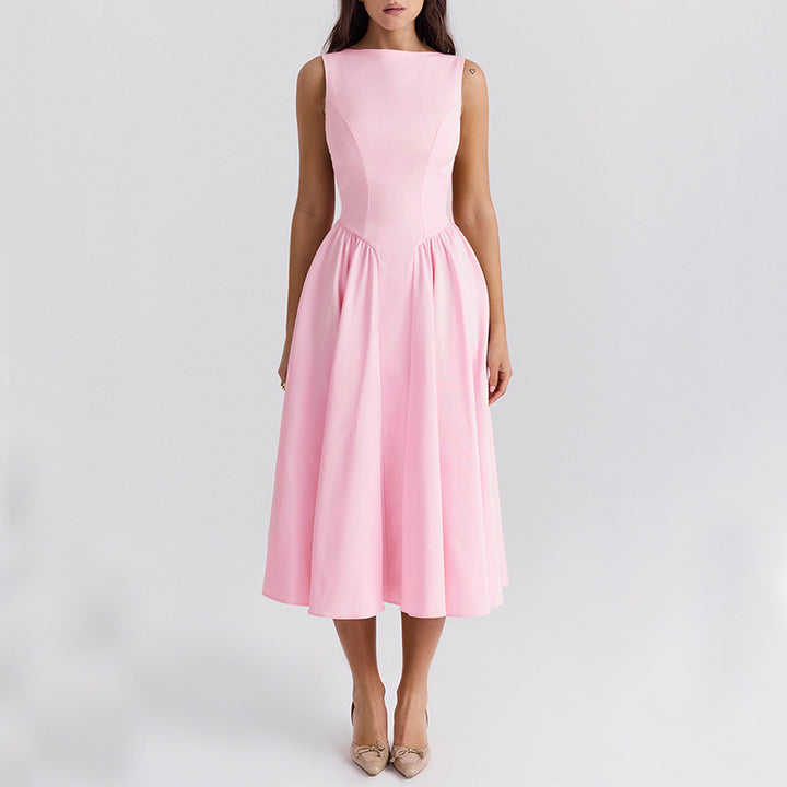 Women's A-line dress with elegant cut and waist definition