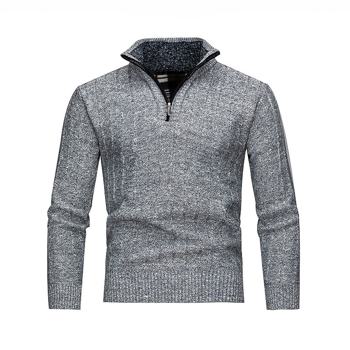 Men's Comfortable Turtleneck Sweater with Modern Zipper and Textured Design Lisslune