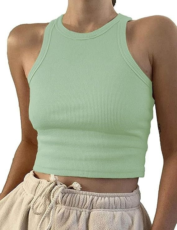 Women's sporty crop top with elastic rib design Lisslune