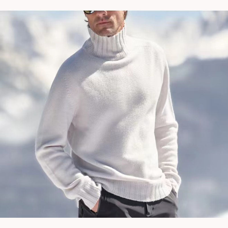 Men's turtleneck sweater made of high-quality wool with textured details Lisslune