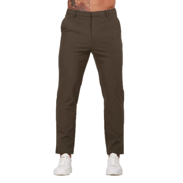 Men's Slim Fit Chino Pants with Elastic Waistband and Side Pockets Lisslune