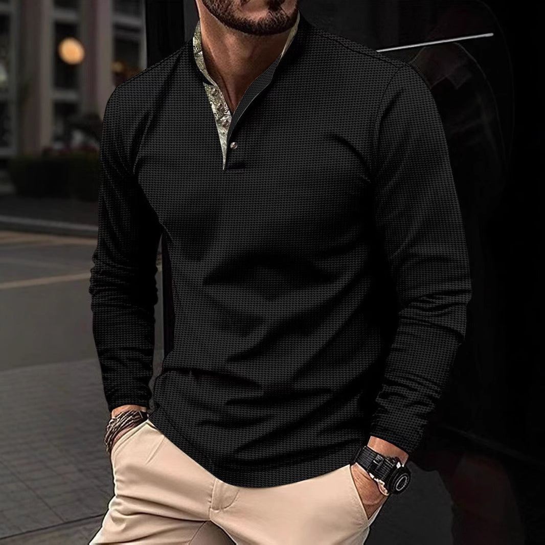 Men's long-sleeve shirt with fashionable stand-up collar and unique pattern Lisslune