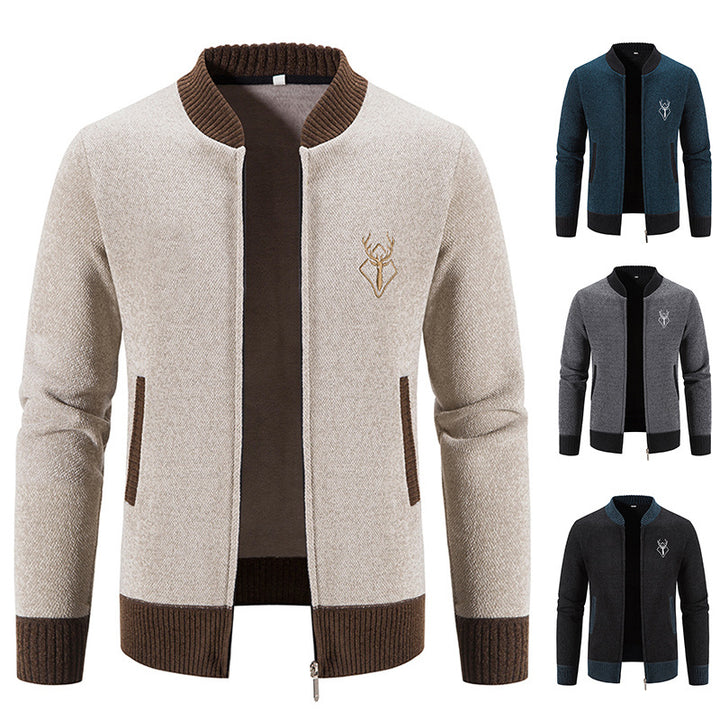 Men's fashionable cardigan with zipper and high collar Lisslune