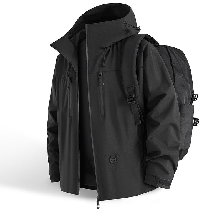 Men's Waterproof Outdoor Jacket with Adjustable Hood and Practical Zip Lisslune