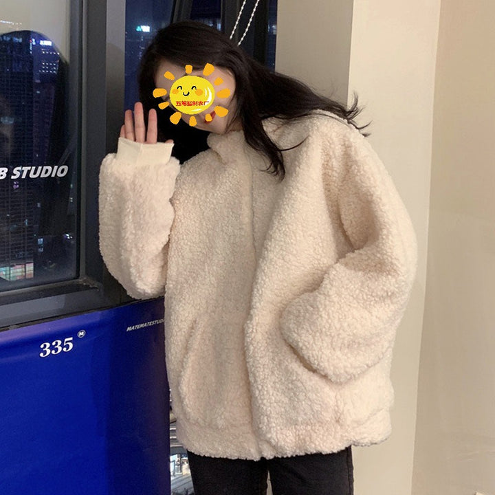 Women's cozy fleece jacket with ears and practical side pockets Lisslune