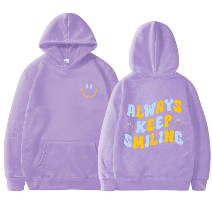 Ladies hoodie with cheerful lettering and practical kangaroo pockets Lisslune