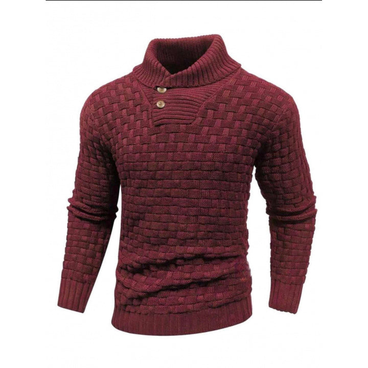Men's knitted sweater with textured pattern and modern stand-up collar Lisslune