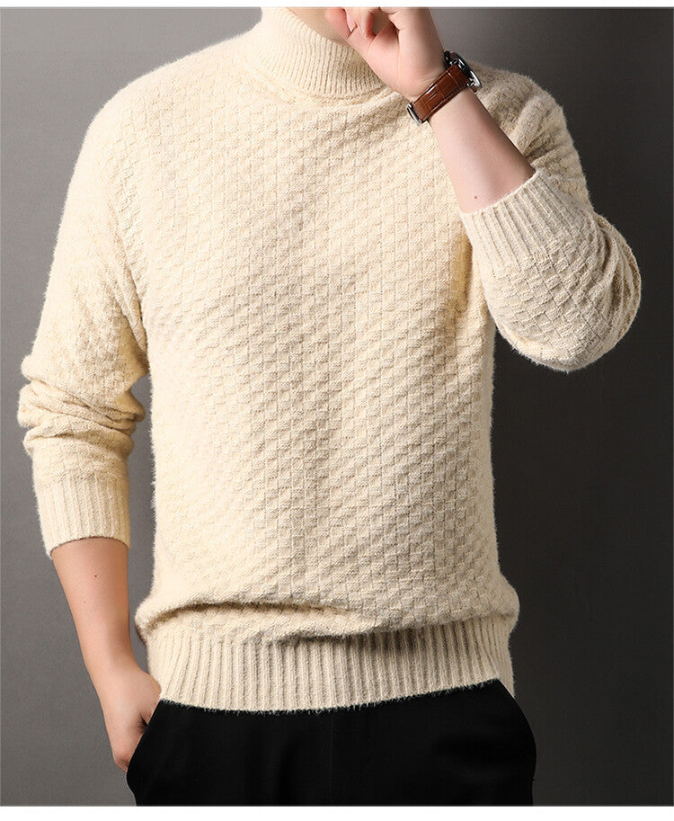 Men's knit sweater with high collar and textured design Lisslune