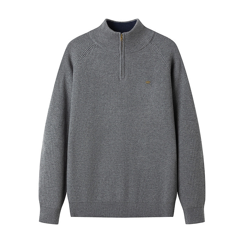 Men's Elegant Pullover with Stand-Up Collar and Zipper Lisslune